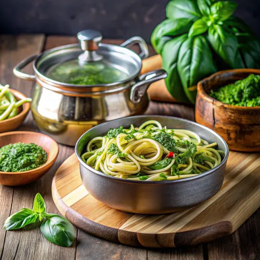 Kabaktan Erişte ve Yeşillikli Pestolu Makarna